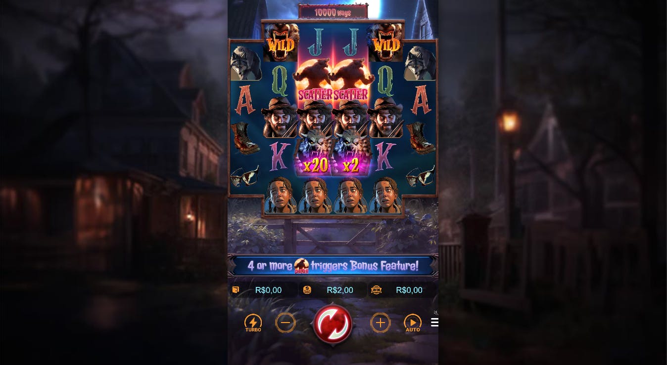 Layout do caça-níquel Werewolf's Hunt da PG Soft