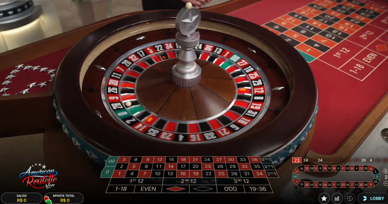 Layout roleta americana em cassino ao vivo online