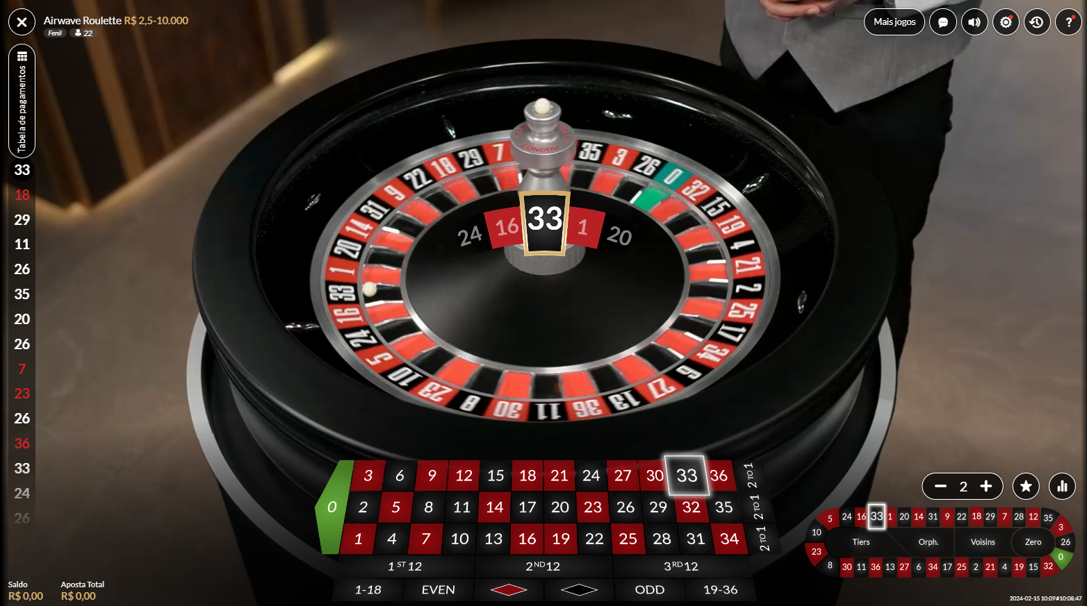 Jogo cassino ao vivo Airwave Roulette
