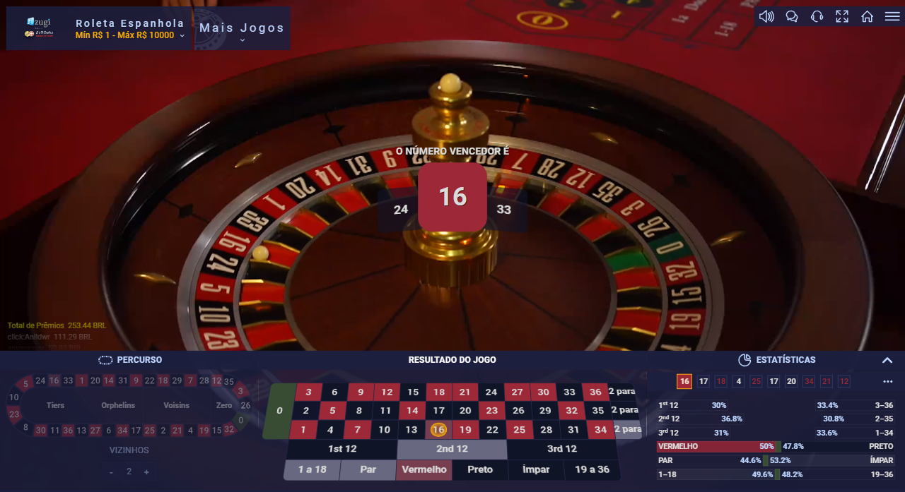 Layout roleta espanhola