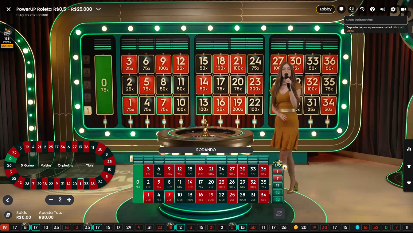 Jogo bônus com multiplicadores PowerUp Roulette