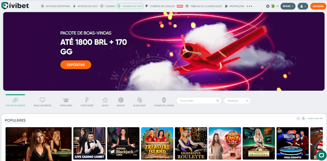 Página Cassino ao vivo Ivibet
