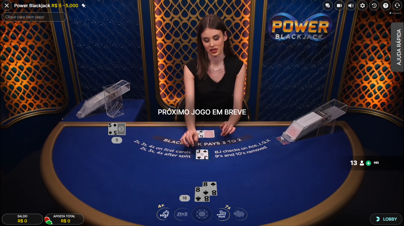 Jogo de cassino ao vivo power blackjack