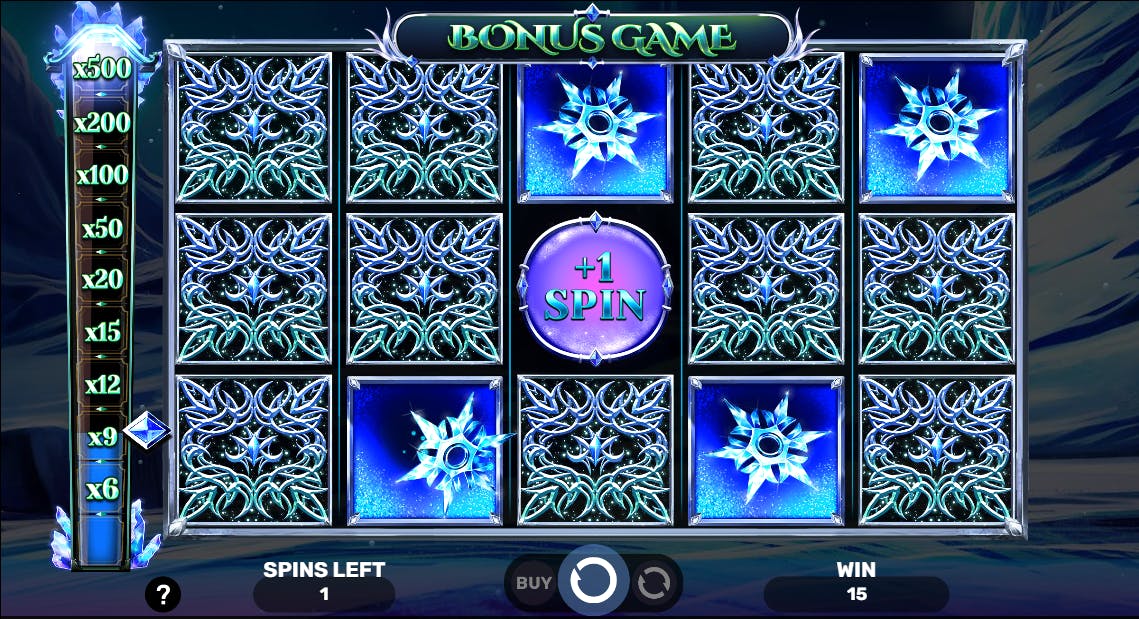 Jogo bônus com multiplicador Slot Queen of ice