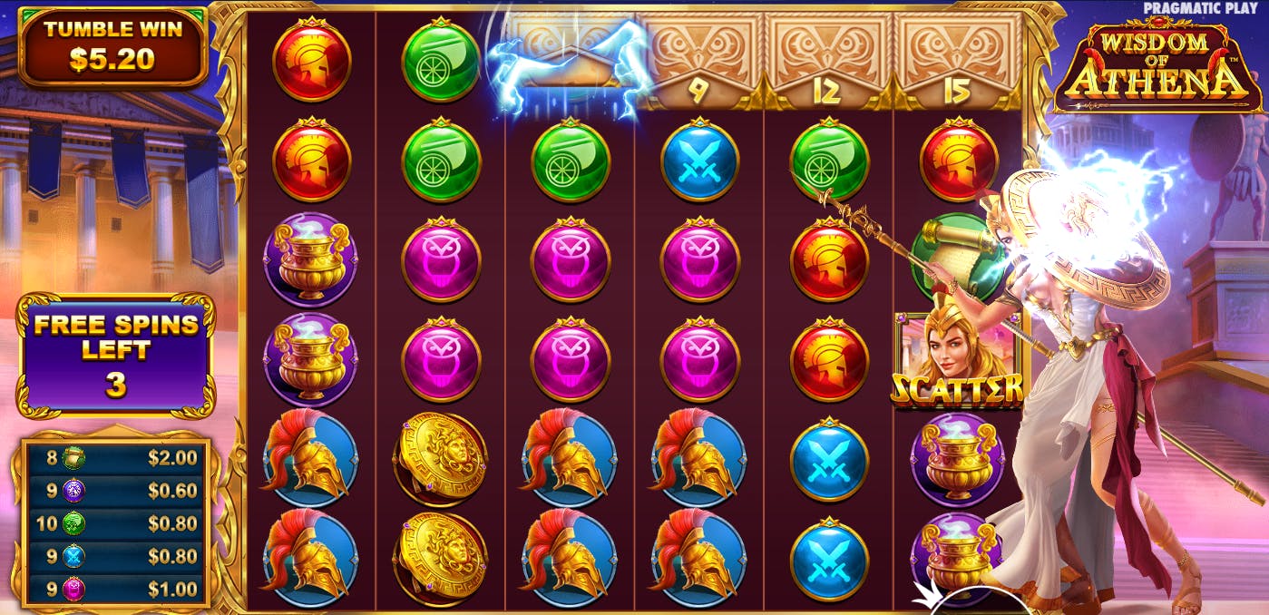 Recurso tumble jogo Wisdom of Athena