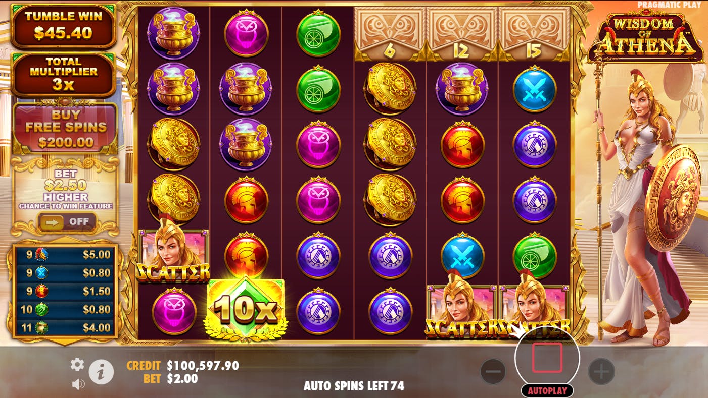Recurso multiplicador slot Wisdom of Athena