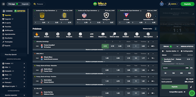 Opções apostas esportivas Winz