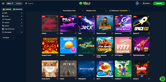 Jogos instantâneos no cassino Winz