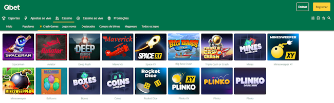 Jogos de crash do cassino Qbet