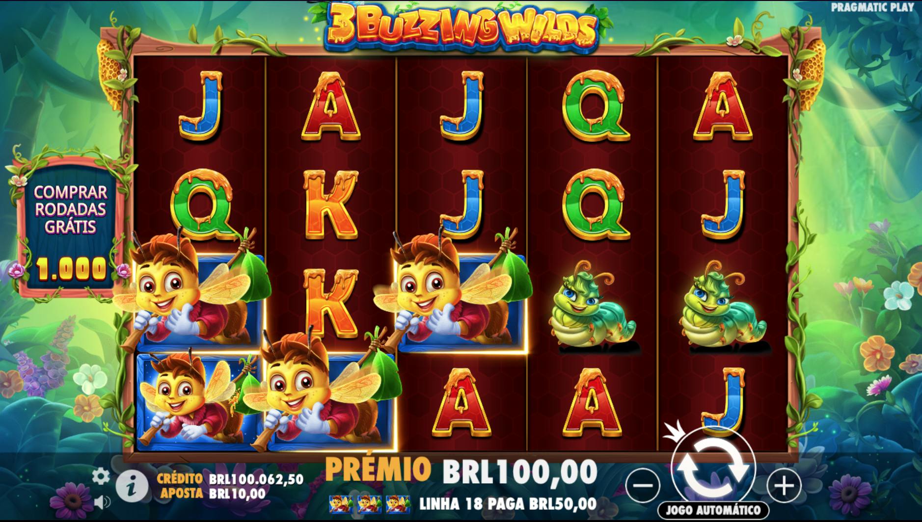 Combinação vencedora no slot 3 buzzing wilds