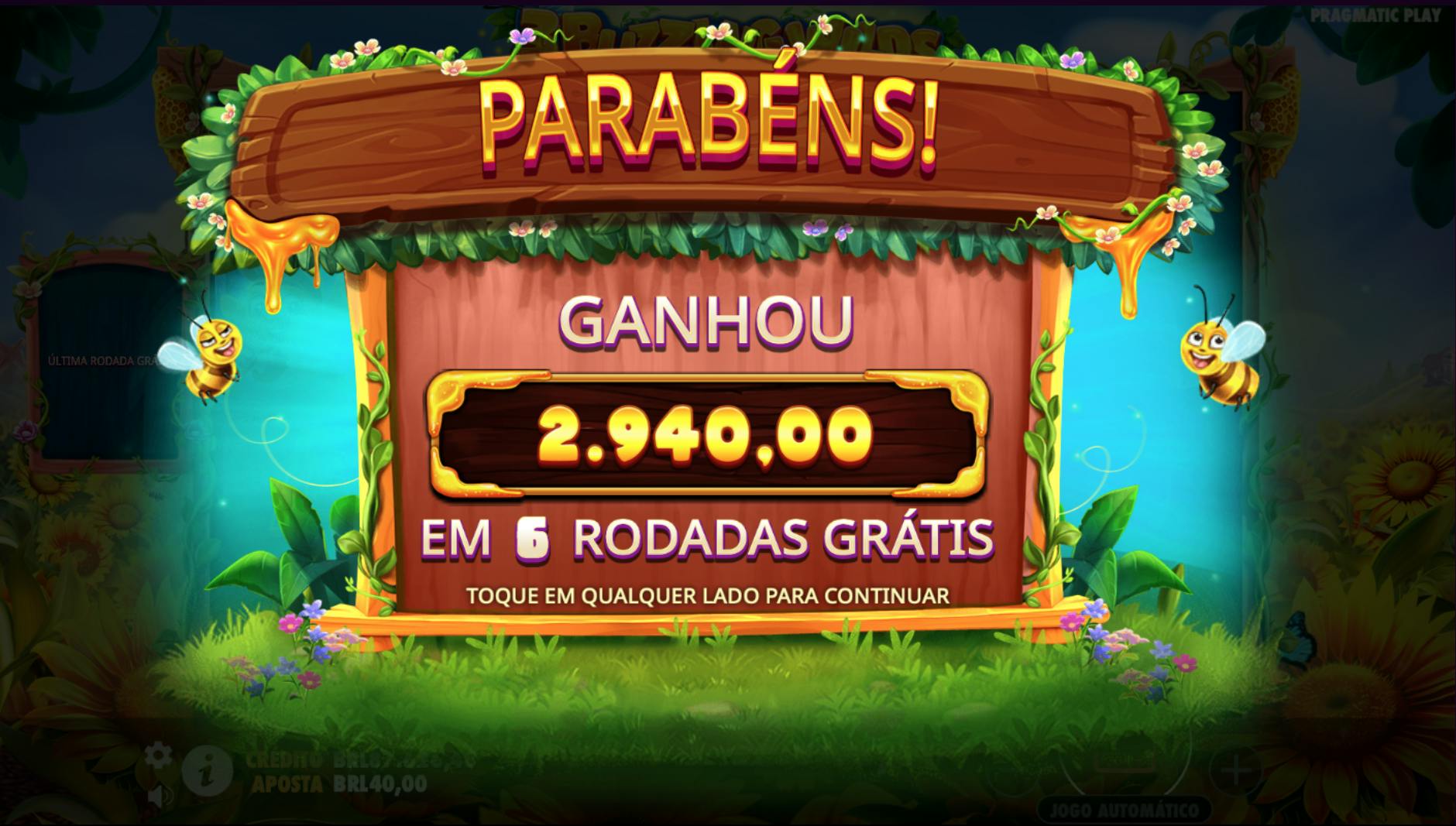 Mega ganho no jogo 3 Buzzing Wilds