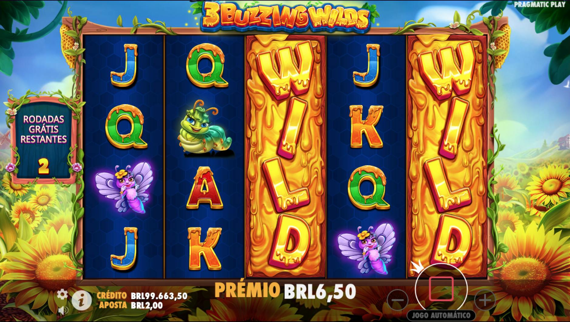 Recurso Wilds expansíveis slot 3 Buzzing  Wilds