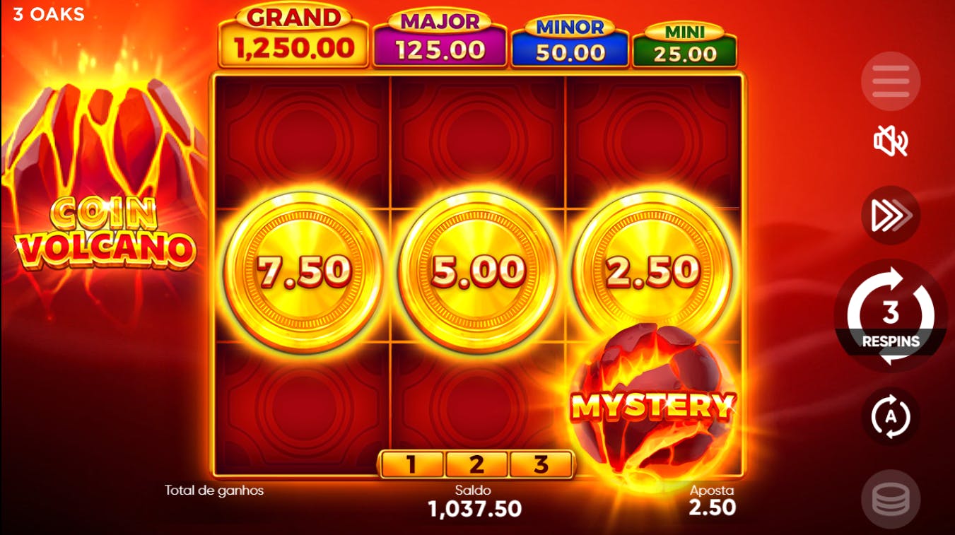 Recurso bonus game slot coin volcano
