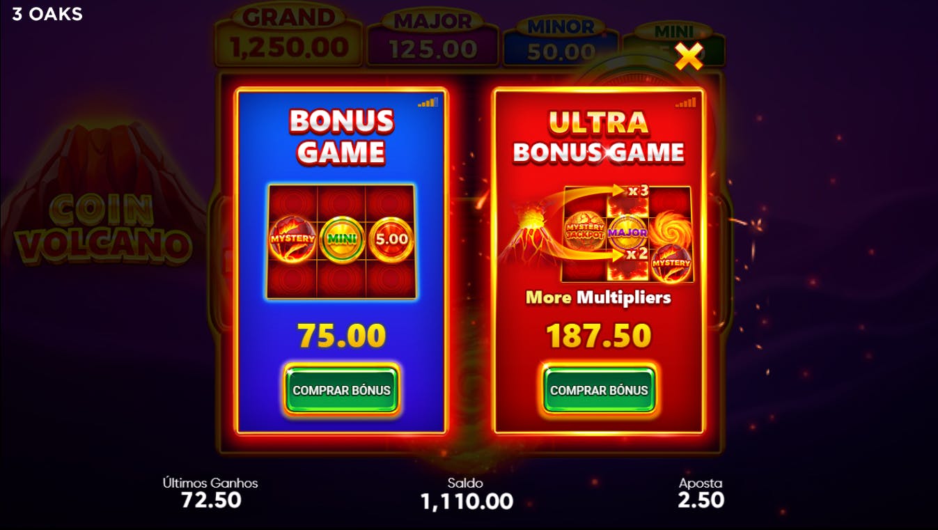 Compra de bônus coin volcano