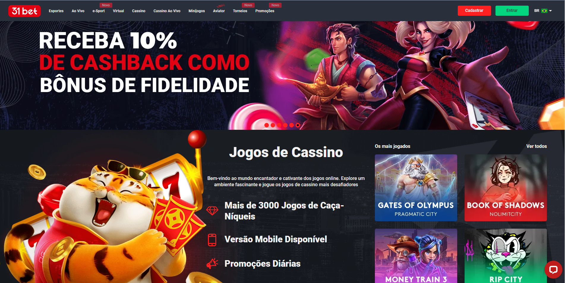 Layout página cassino 31ebt