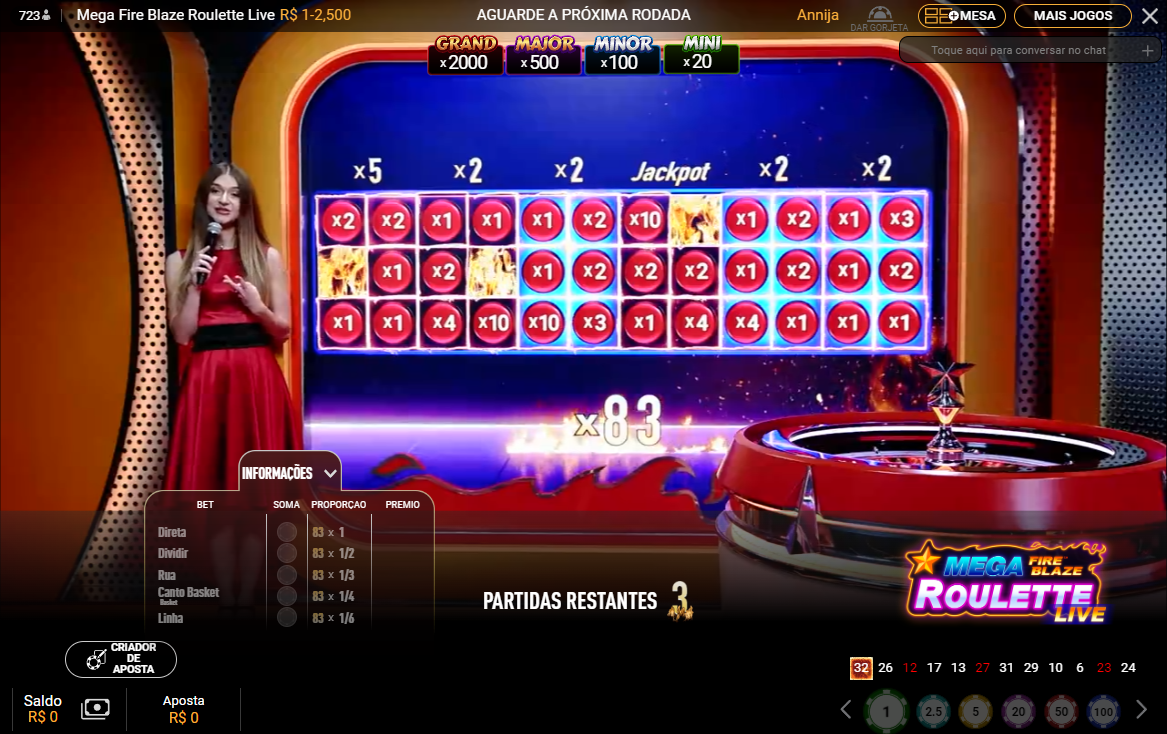 Jogo de cassino ao vivo Mega Fire Blaze Roulette