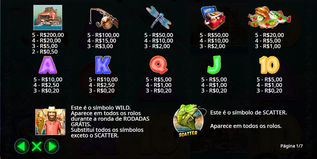 Símbolos de pagamento slot big bass splash