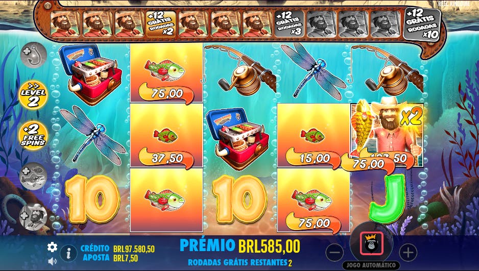 Coletar símbolos dinheiro slot big bass Splash