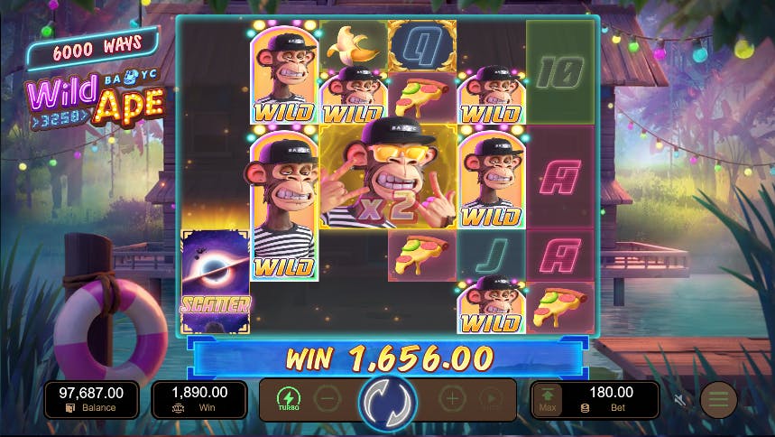 Símbolos com moldura dourada jogo Wild Ape
