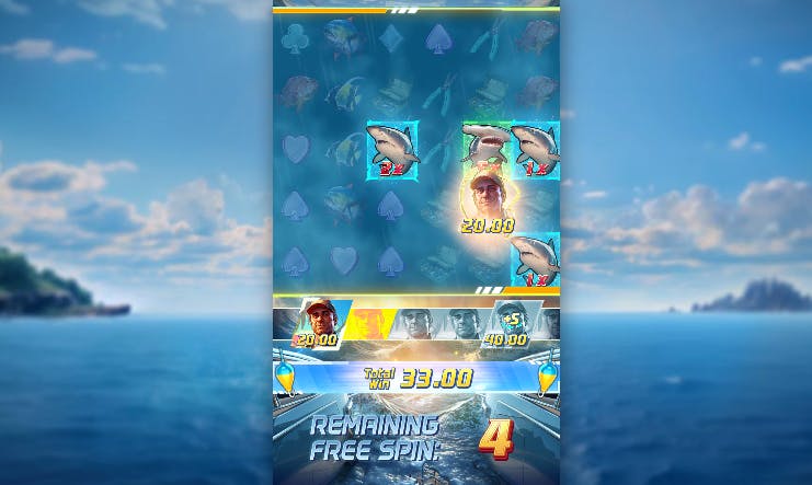 Recurso bônus rodadas grátis Shark Hunter