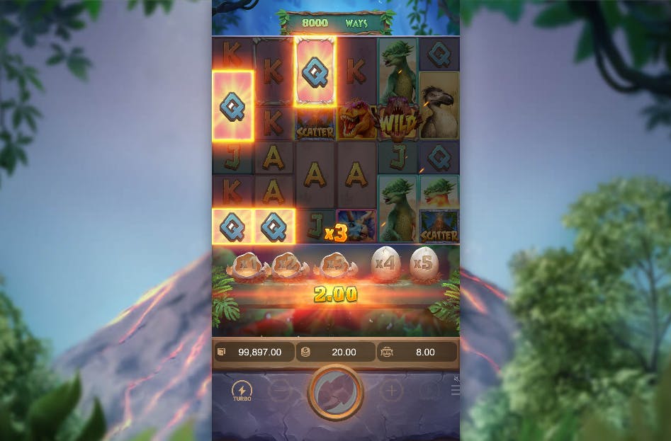Recurso multiplicador slot Jurassic Kingdom
