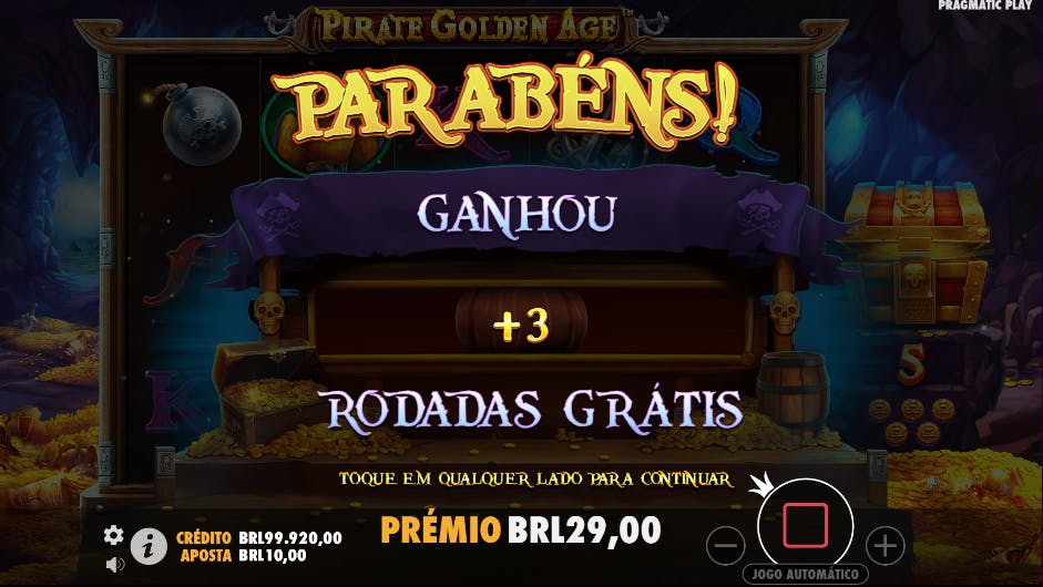Recurso giros grátis adicionais Pirate Golden Age