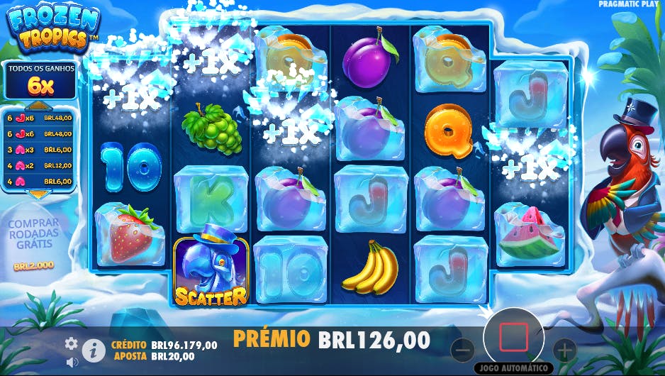 Recurso símbolos congelados jogo Frozen Tropics