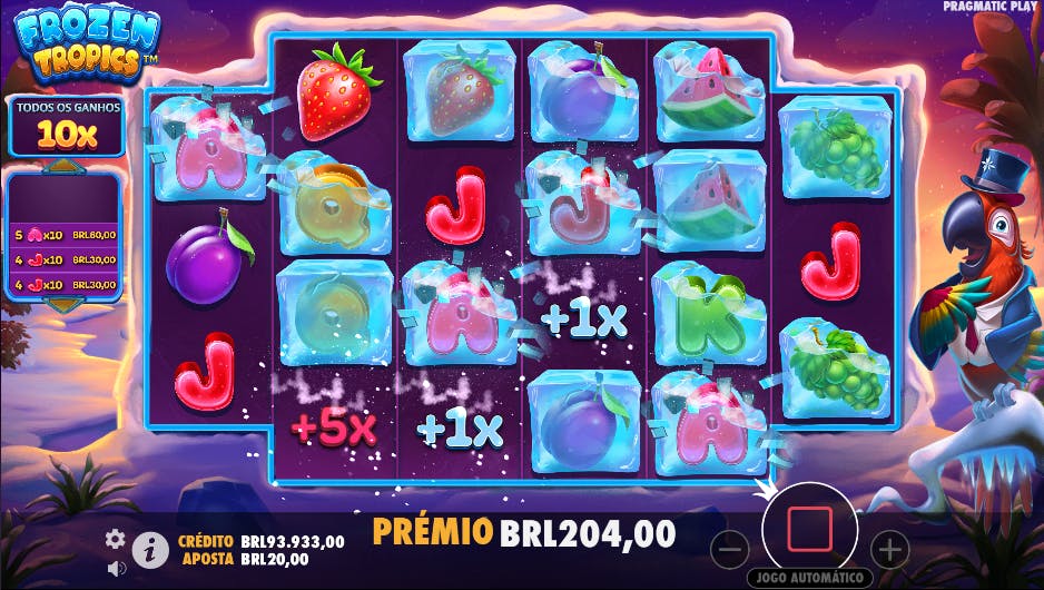 Bônus rodadas grátis jogo Frozen Tropics