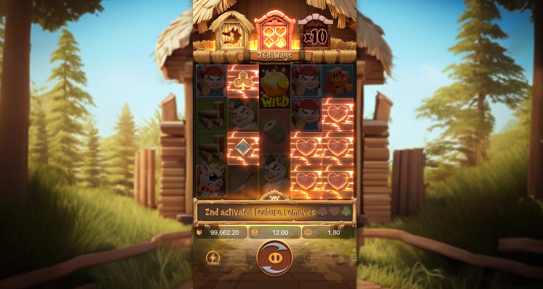 Recurso símbolos removidos slot Three Crazy Piggies