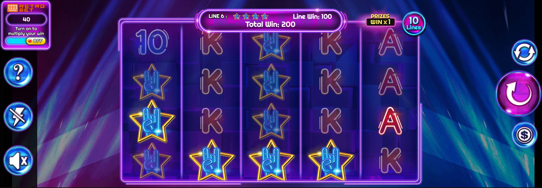 Combinação vencedora slot Retro Party