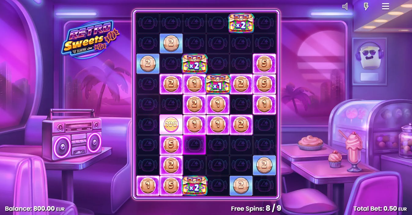 Recurso Giros Grátis slot Retro Sweets