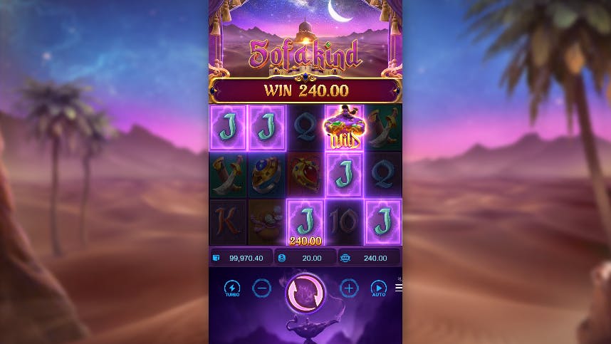 Combinação vencedora slot Genie's 3 Wishes