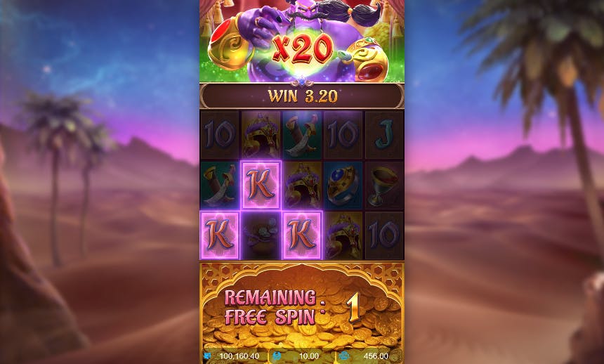 Recurso multiplicador progressivo slot Genie's 3 Wishes