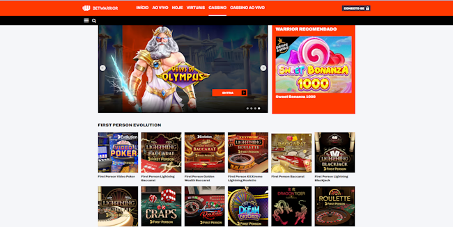 Seção jogos cassino BetWarrior