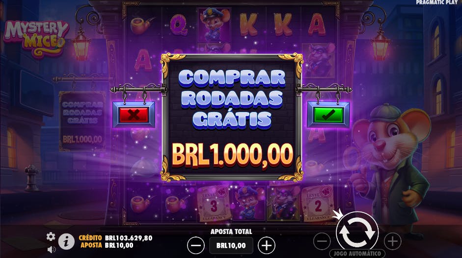 Recurso compra de bônus jogo Mystery Mice