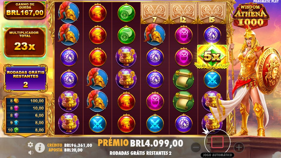 Recurso multiplicador slot Wisdom of Athena 1000