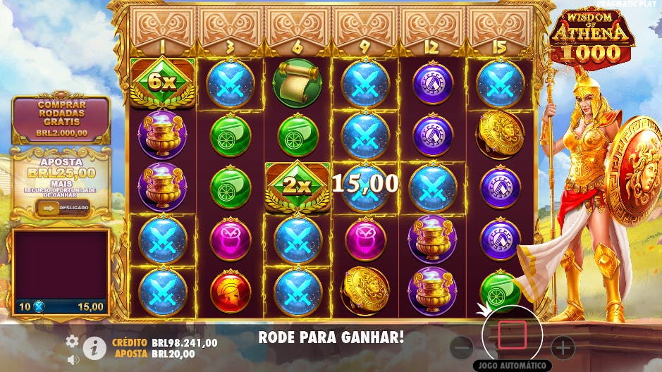Combinação vencedora slot Wisdom of Athena 1000