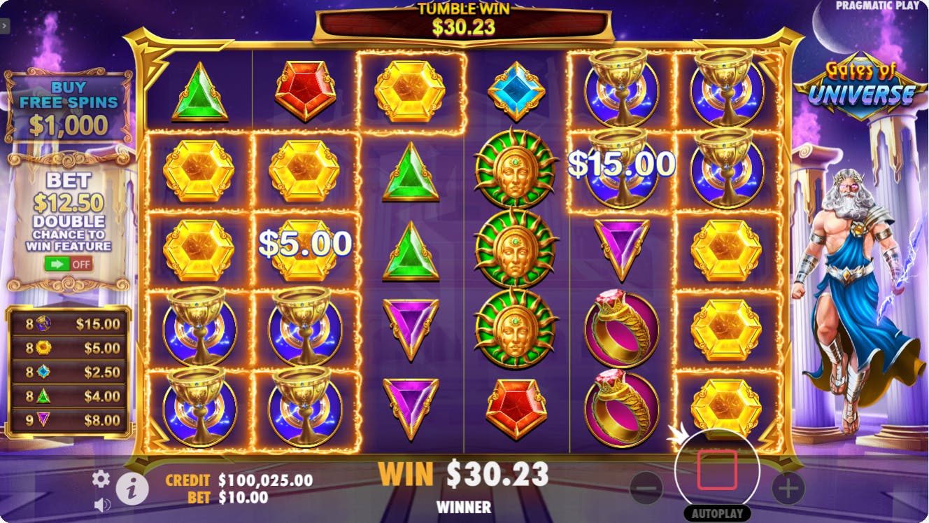 Símbolos de pagamento slot Gates of universe