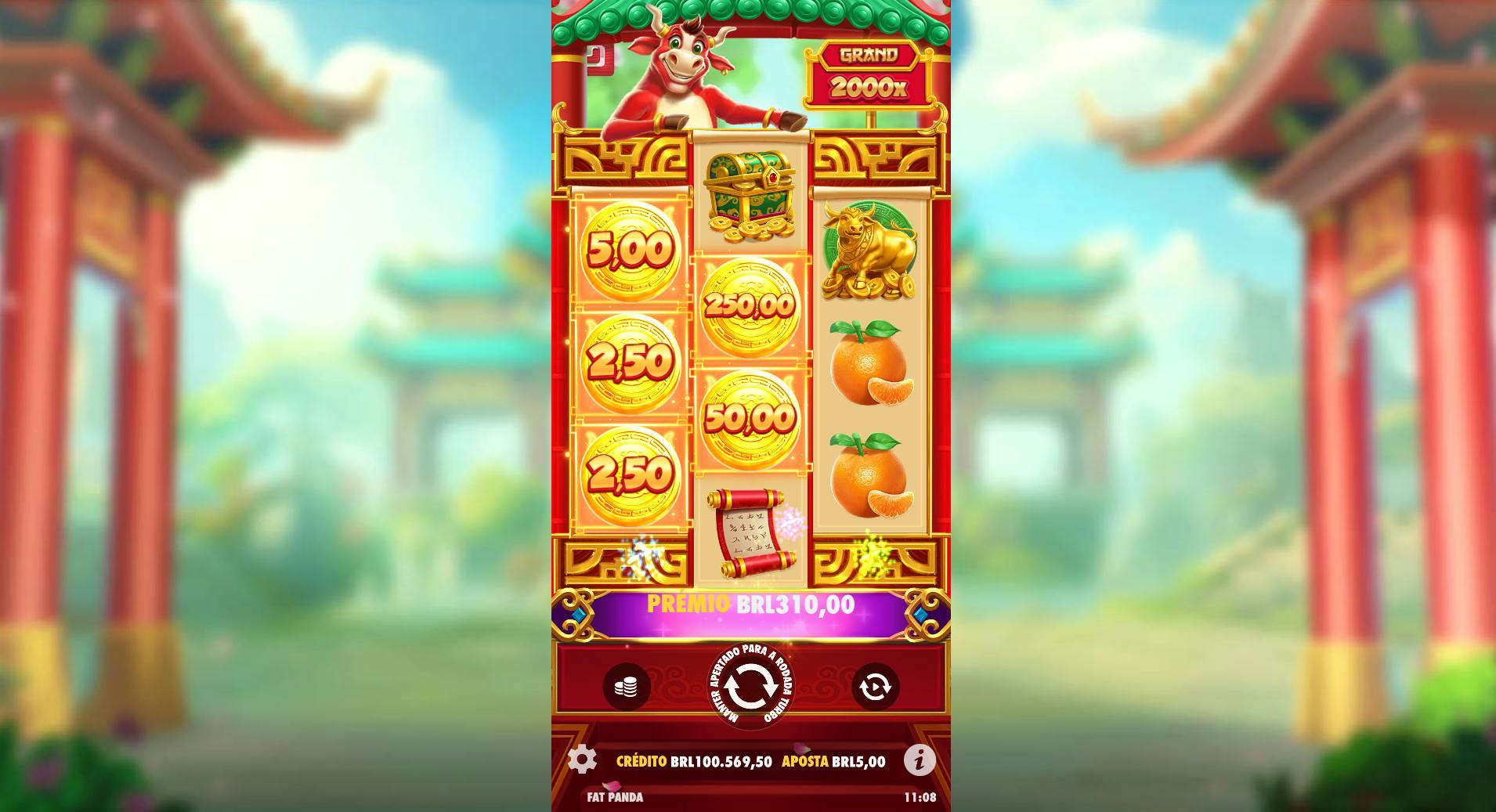 Pagamento símbolos de dinheiro jogo Touro Sortudo
