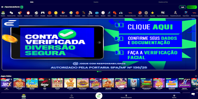 Site Esportes da Sorte Layout