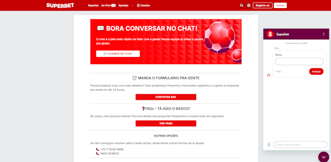 Suporte ao Cliente Superbet
