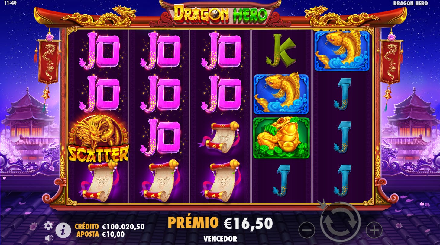 Combinação vencedora slot Dragon Hero