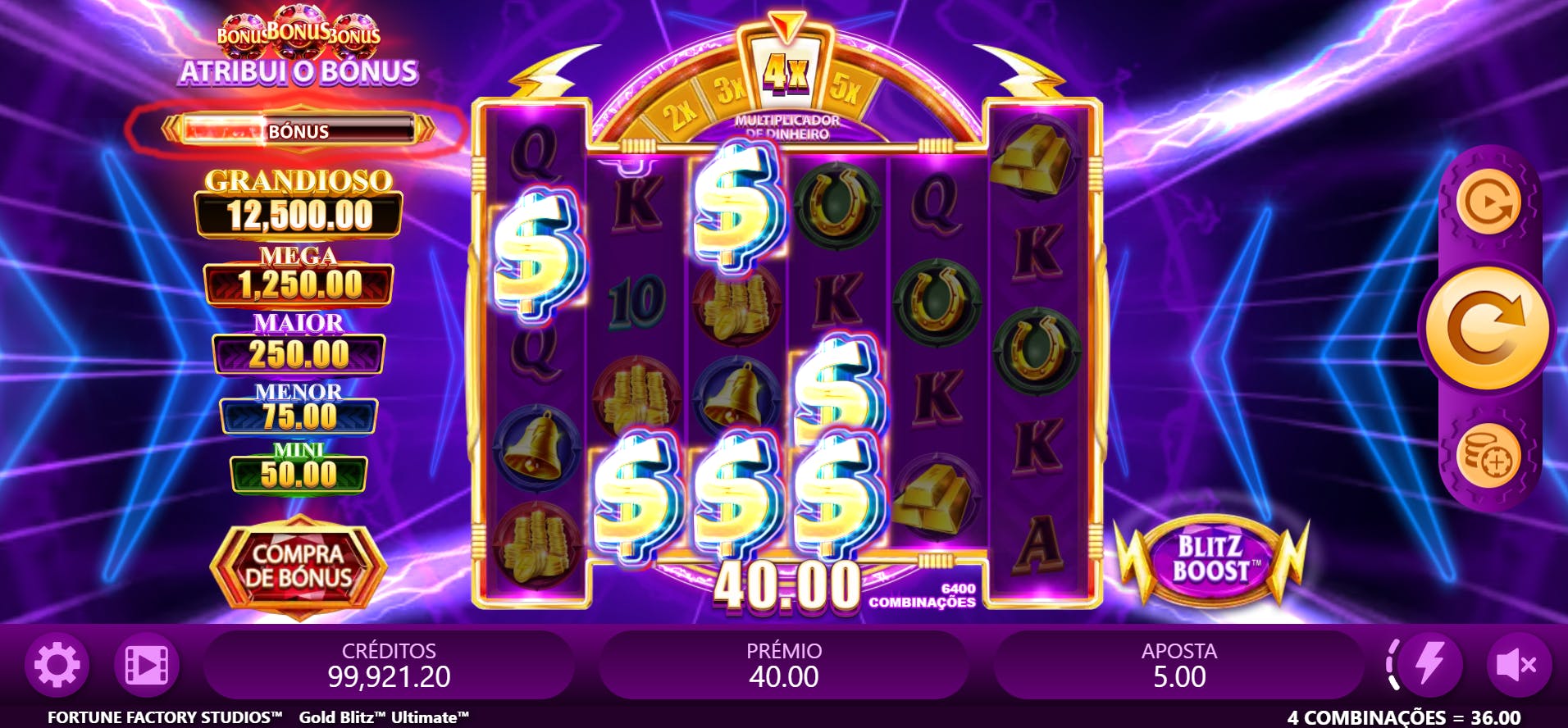 Combinação vencedora slot Gold Blitz Ultimate