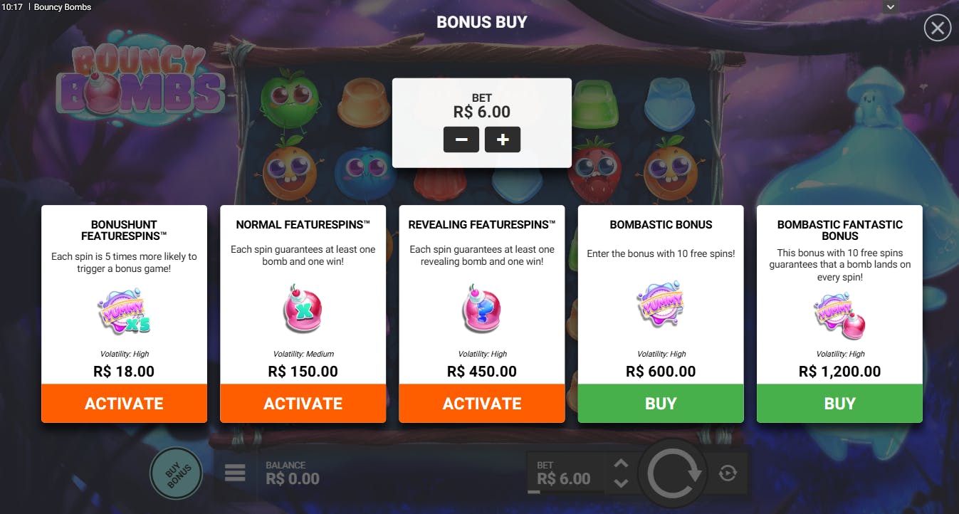Compra de Bônus jogo Bouncy bombs