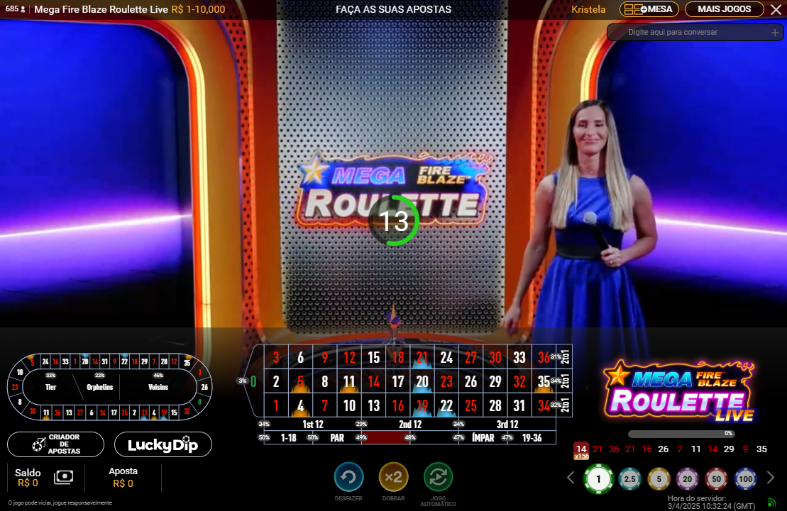 Mega Fire Blaze Roulette jogo layout