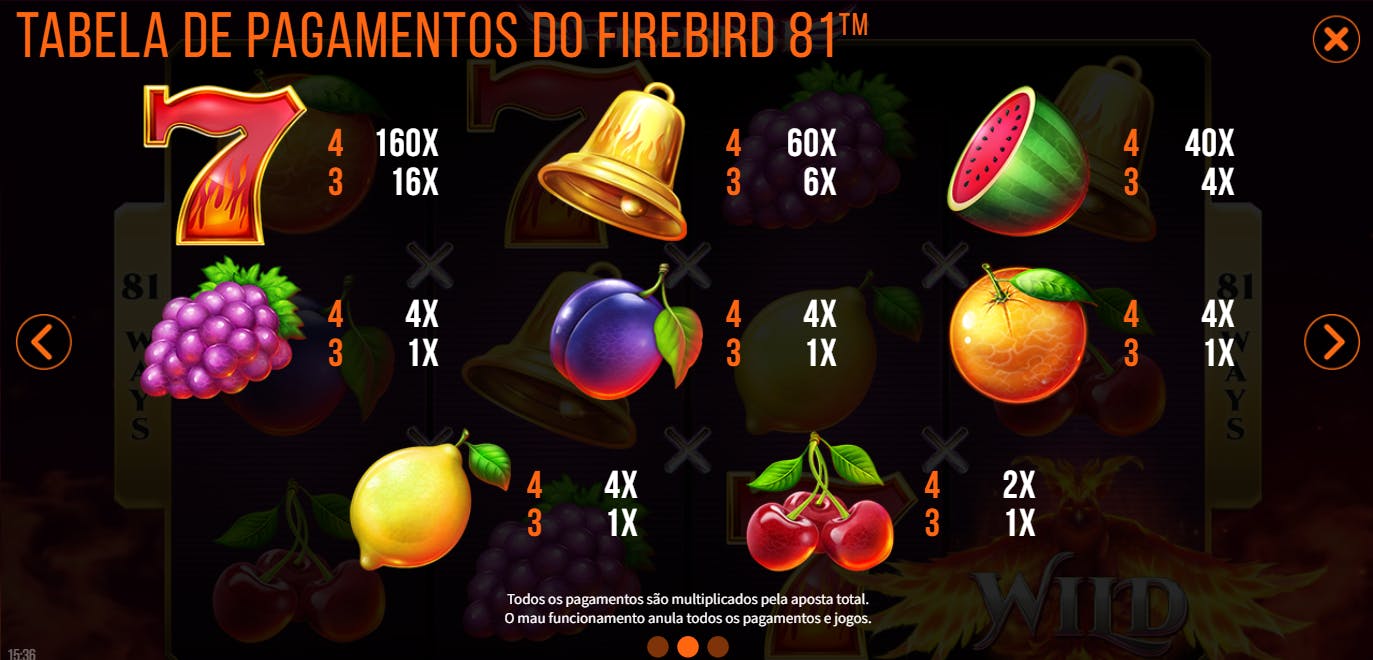 Símbolos de pagamento slot Firebird 81