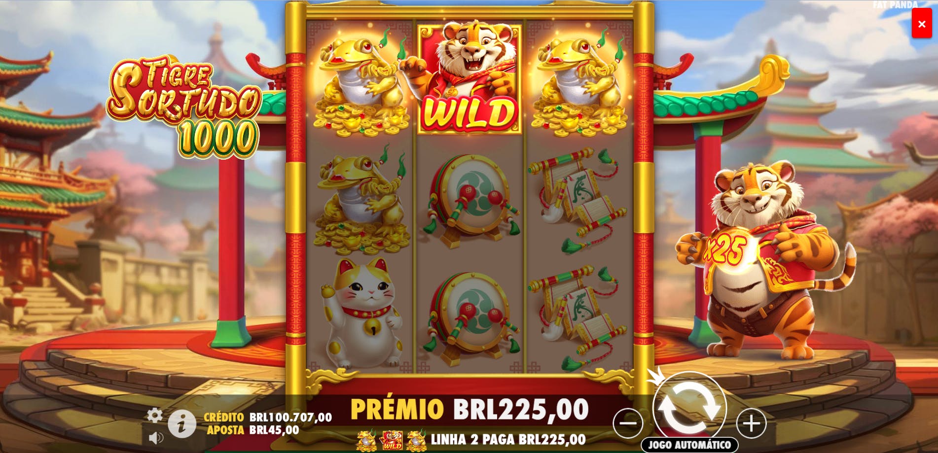 Combinação vencedora slot Tigre Sortudo 1000
