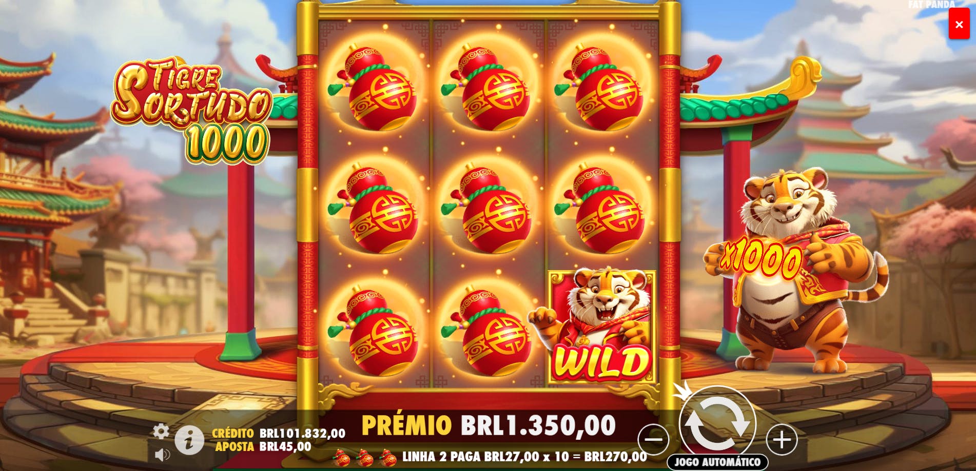 Recurso Nova Rodada slot Tigre Sortudo 1000
