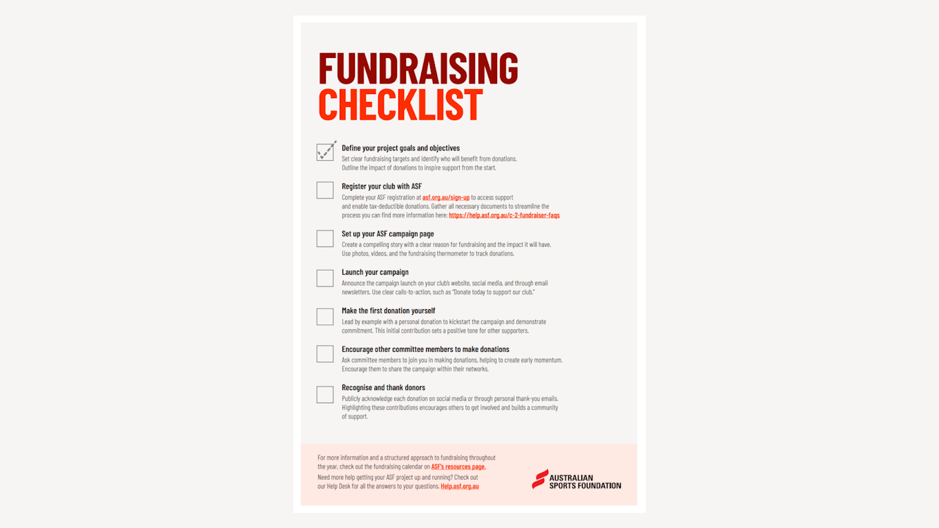 Fundraising Guide.pdf Fundraising Campaign Planning Checklist | Australian Sports Foundation
