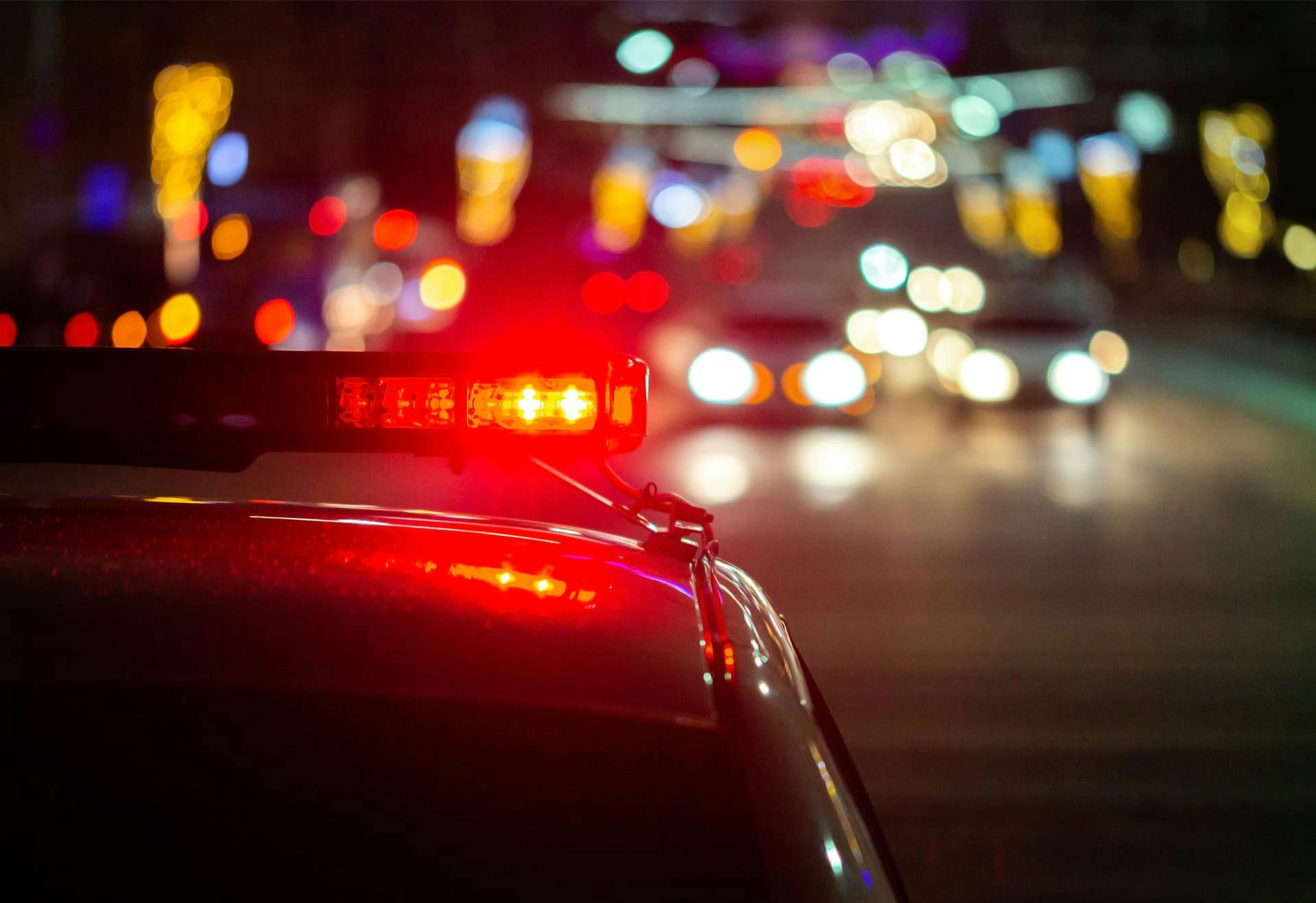 Police lights at night